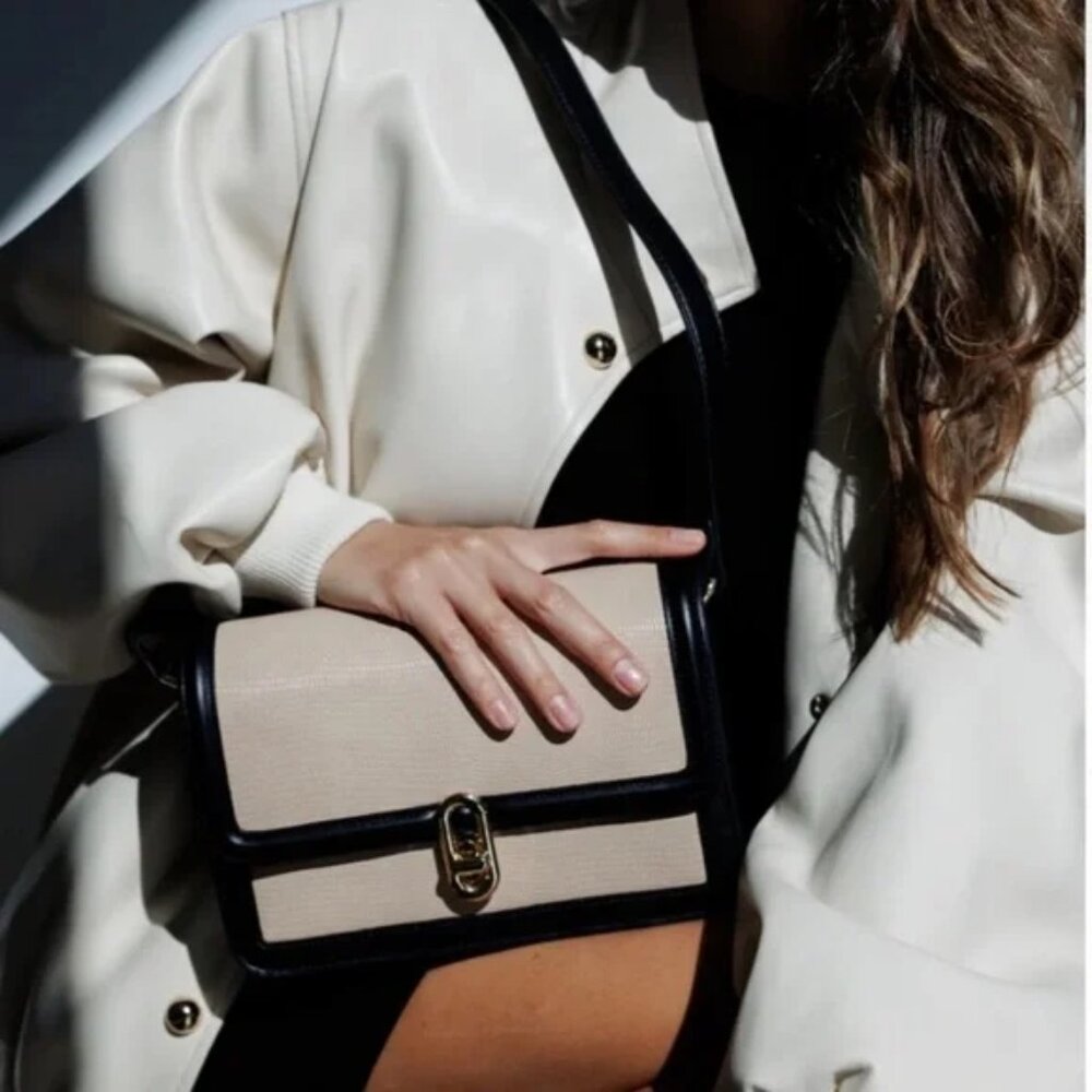 JULES KAE Mia Bag Vegan Leather (Black &‎ Tan/Cream) BRAND-NEW & BEAUTIFUL!